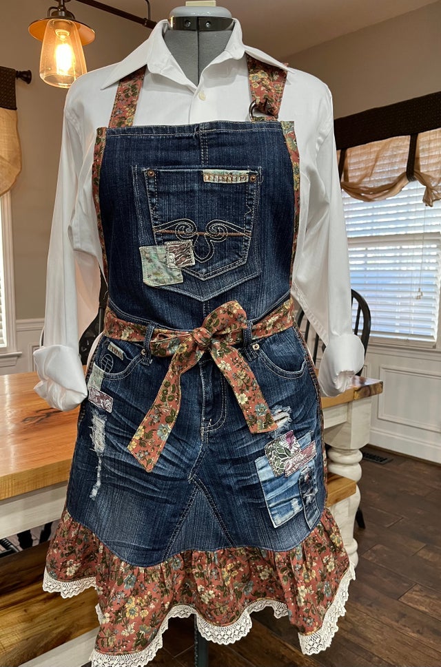 VINTAGE DENIM APRON ② Vintage Denim Shop Apron Tie Closure